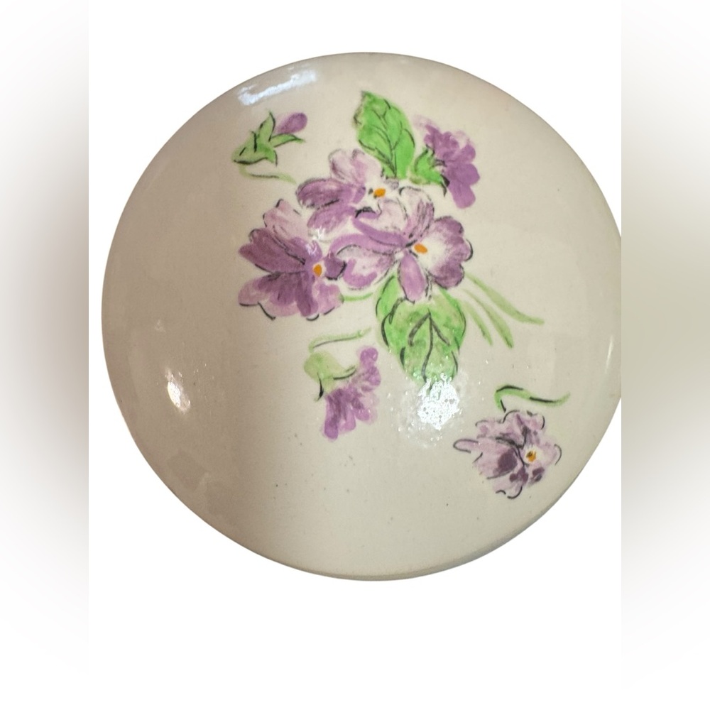 Vintage Handmade Pottery Trinket Box Floral Lid Signed FA Heart Studio Art - Picture 3 of 8